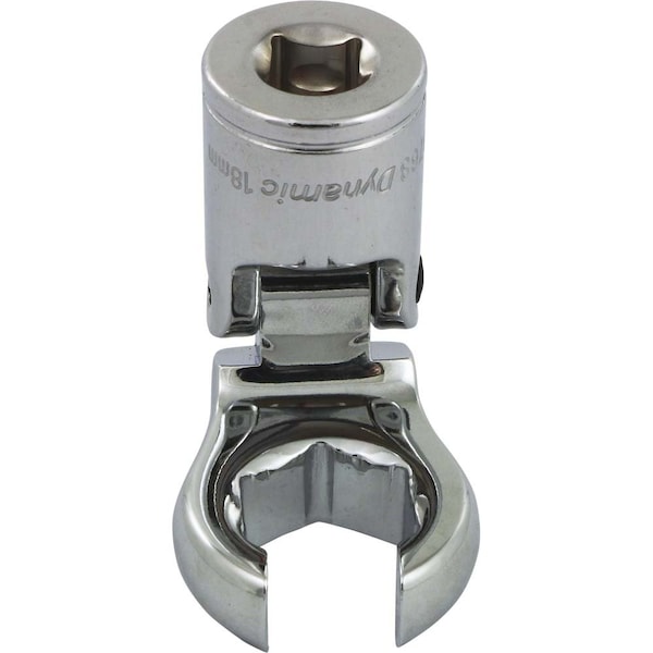 Tools 3/8"Dr Metric 18mm Flex Head, Crow Foot Flare Nut Socket, Chrome